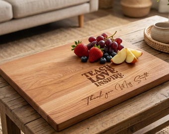 Personalized Teacher Gift, Custom Engraved Wood Cutting Board, Teach Love Inspire Present