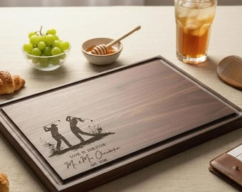 Personalized Cutting Board, Golf Gifts: Custom Cutting Board, Matching Couple, Golf Gift For The Couple, Engagement Gift, Housewarming Gift