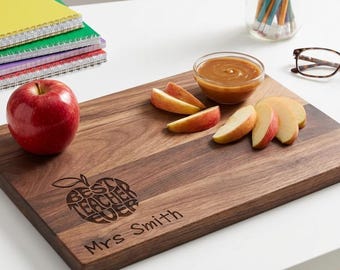 Personalized Best Teacher Ever Walnut Cutting Board, Appreciation and Retirement Gift