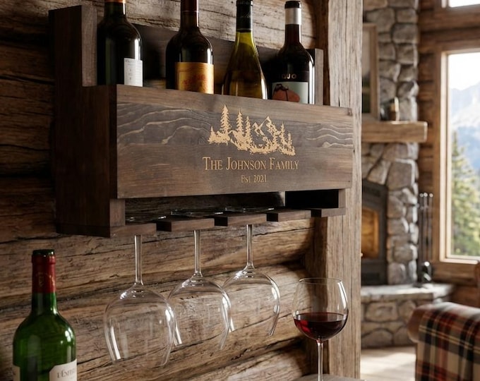 Personalized Wine Rack, Customized Bottle Wine Rack, Rustic Wine Rack, Wall Mounted Wine Rack, Gift for the couple, Christmas Gift