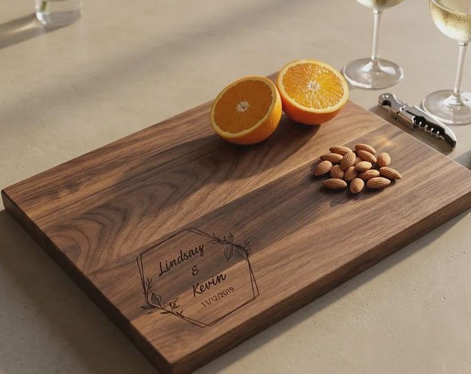Personalized Cutting Board, Custom Engraved Wedding Gift for Couples, Wood Charcuterie Tray