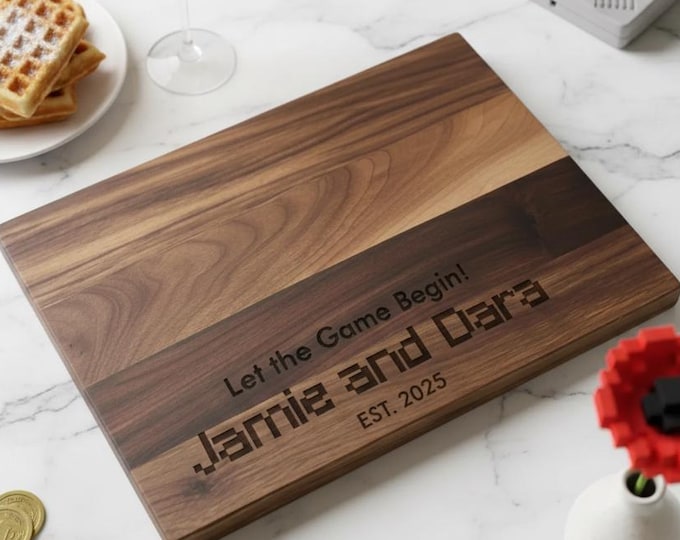 Personalized cutting board, Minecraft: Custom Engraved Charcuterie Board, Gamer Couple, Housewarming, Hosting Gift