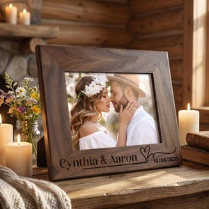 Custom Picture Frame, Gift for the Couple, Personalized Picture Frame, Customized Wood Photo Frame, Engagement Gift, Wedding Gift