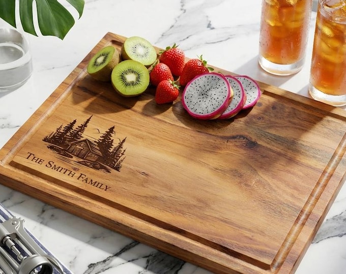 Personalized cutting board, Cottage Gift: Custom Engraved Charcuterie Board, Lakeside Cabin, Kitchen Gift, Housewarming Gift