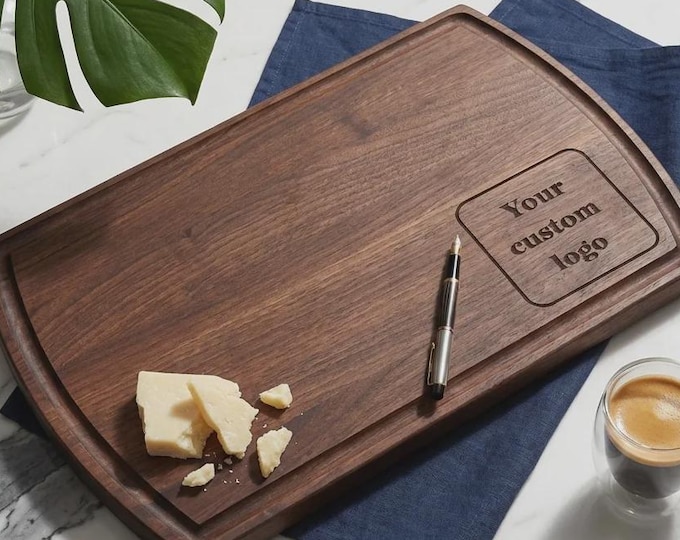 Personalized Wooden Cutting Board with Custom Logo, Small Business Branding Gift