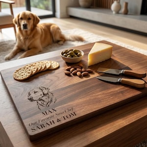 Personalized Cutting Board – Dog Owner Gift: Custom Engraved Charcuterie Board, Pet Photo Engraved, Puppy Gift, Dog Portrait Gift
