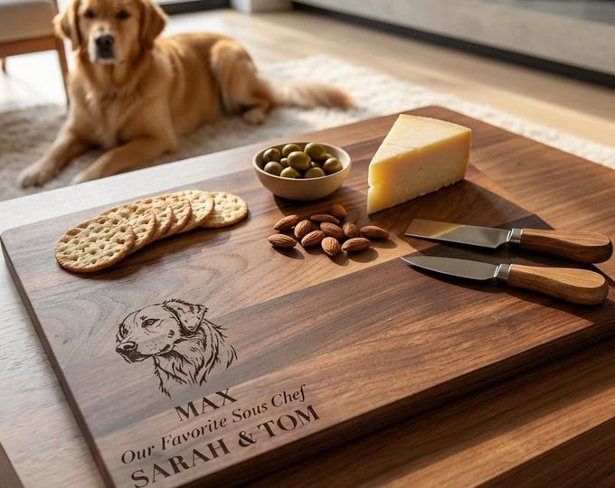 Personalized Cutting Board – Dog Owner Gift: Custom Engraved Charcuterie Board, Pet Photo Engraved, Puppy Gift, Dog Portrait Gift