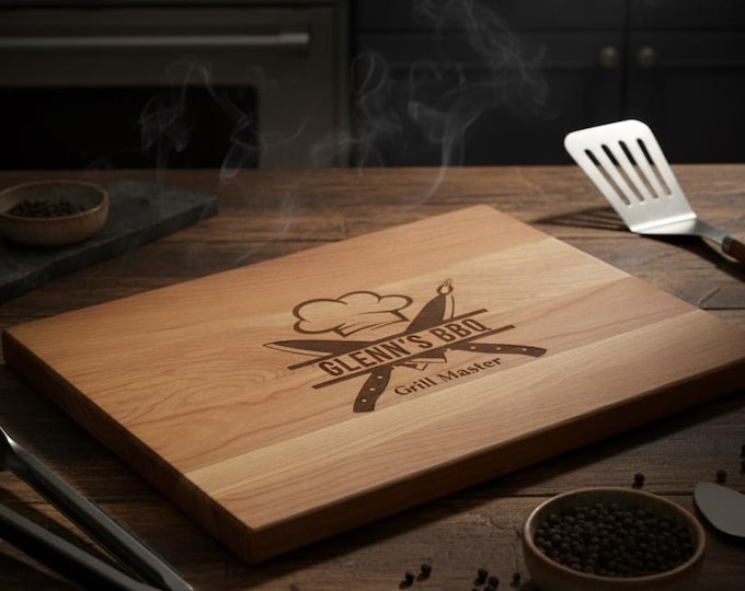 Grill Master Gift | Personalized Cutting Board & Custom BBQ Meat Chopping Block for Dad