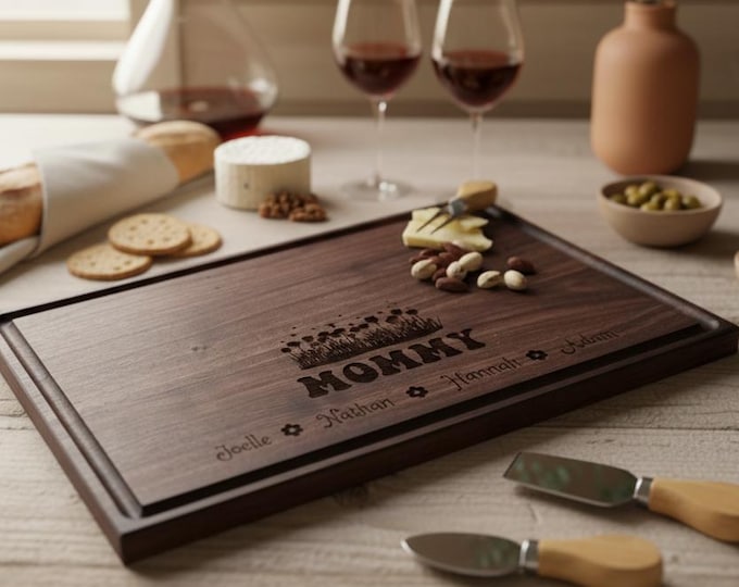 Personalized cutting board, Gift for Mom: Custom Engraved Charcuterie Board, Birthday Gift, Kitchen Decor, Gift for Her, Grandma Gift