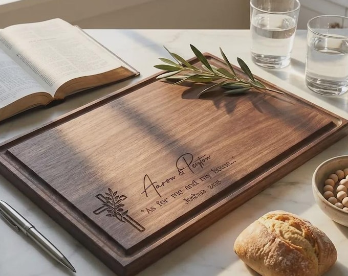Personalized Bible Verse Cutting Board, Custom Engraved Christian Wedding Gift for Couple