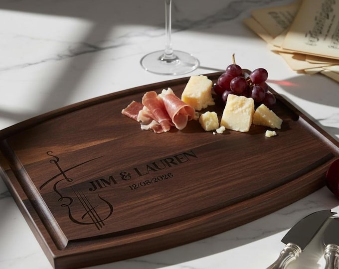 Personalized Cutting Board, Customized Cutting Board: Violin Themed, Musical Couple, Music-Loving, Wedding Gift, Anniversary Gift, Host Gift