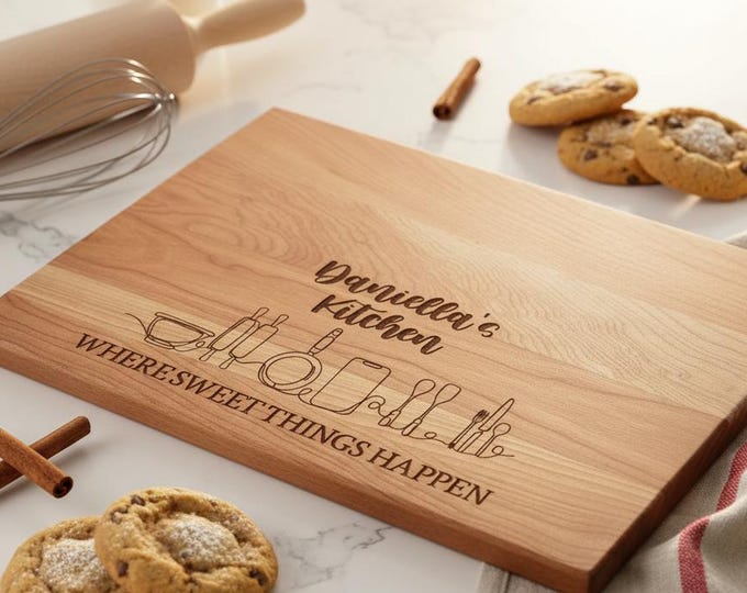 Personalized cutting board – Enchanted Kitchen: Custom Engraved Gift for Mom & Grandmom, Unique Mother's Day Kitchen Decor