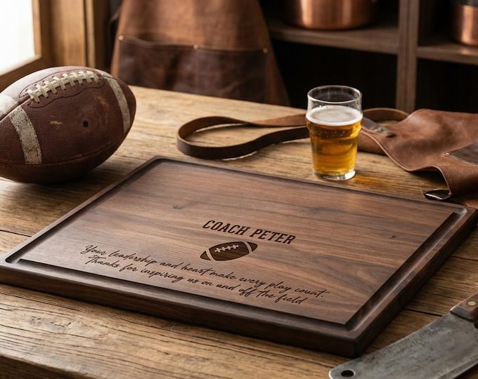 Personalized Cutting Board, Football Coach Gift: Custom Engraved Charcuterie Board, Thank You Gift, Appreciation Present, Kitchen Gift
