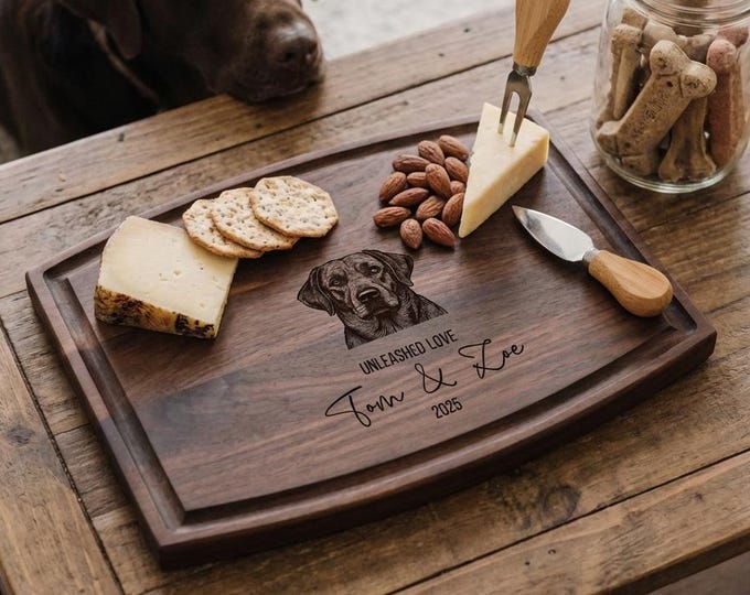 Personalized Cutting Board, Dog Lover Gift: Custom Engraved Charcuterie Board, Pet Lover Gift, Kitchen Gift, Couples Gift, Housewarming Gift
