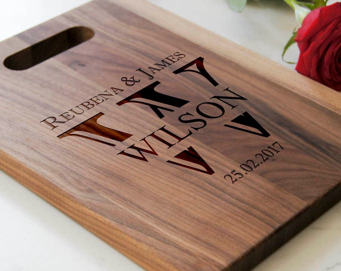 Personalized Cutting Board with handle, Engraved cutting board, housewarming gifts, wedding gift, Christmas gift