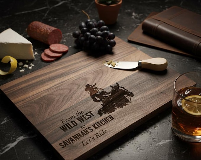 Personalized Cutting Board – Cowgirl Charcuterie Board: Custom Engraved Horse Kitchen Decor, Equestrian Gifts, Western Decor, Gift for Her