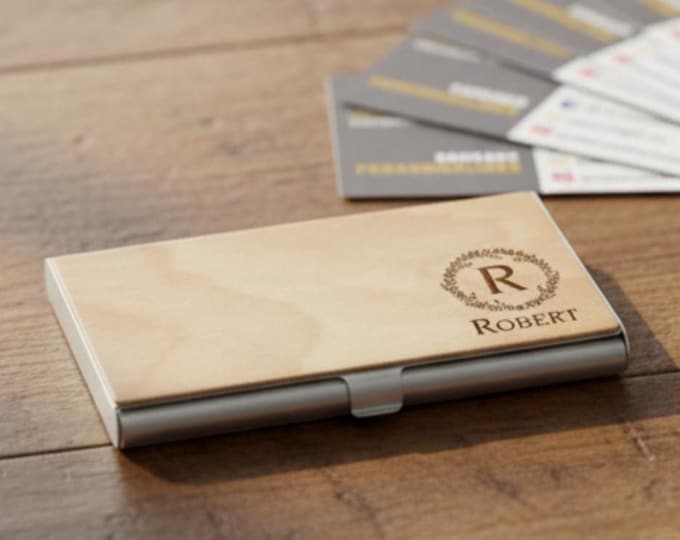 Personalized Business Card Holder, Custom Wooden Business Card Holder, Engraved Business Card Case, Office Gift,  Desk Accessories