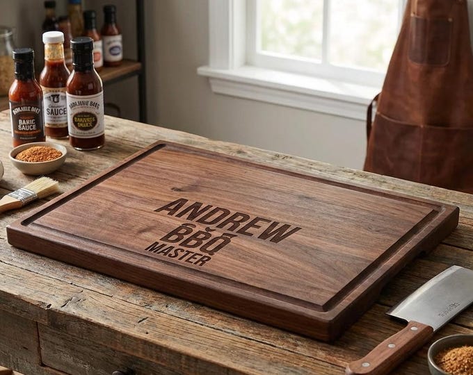 Personalized Charcuterie Board: Engraved Wood Cutting Board, BBQ Master Gift
