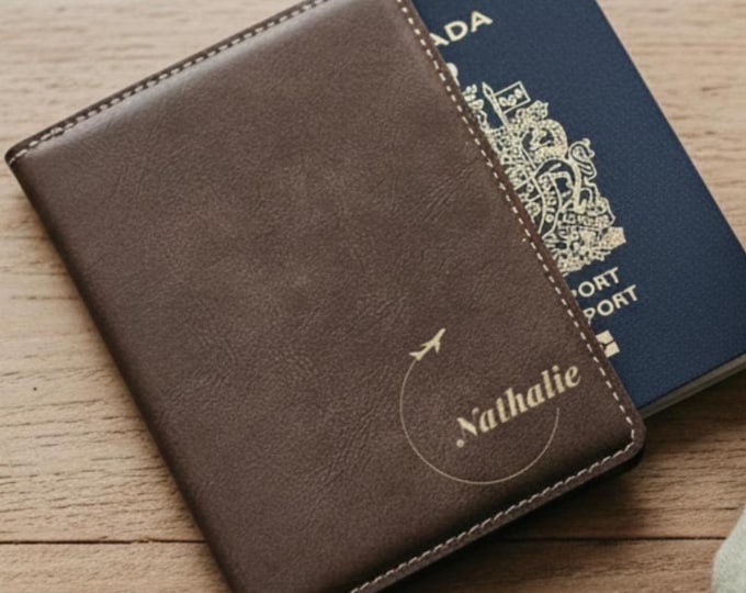 Personalized Passport Holder, Custom Engraved Leather Passport Wallet: Travelers Gift, Holiday Gift, Travel Accessory, Travel Gift