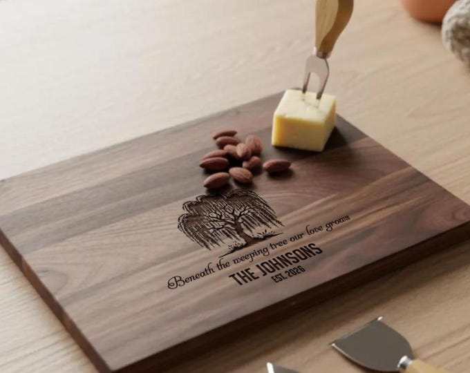 Personalized cutting board – Weeping Tree: Customized Charcuterie for Wedding, Willow Tree, Wedding Gift, Housewarming Gift, Engagement Gift