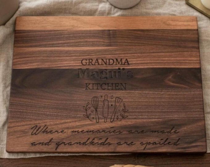 Personalized Cutting Board – Grandma Gift: Custom Engraved Charcuterie Board | Grandma's Kitchen, Mother's Day, Birthday, Christmas Present