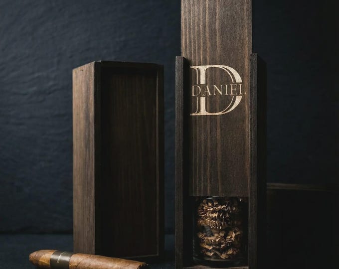 Custom Engraved Cigar Box – Personalized Groomsmen Gift, Wedding Keepsake, Best Man Gift, Custom Cigar Storage Box for Men