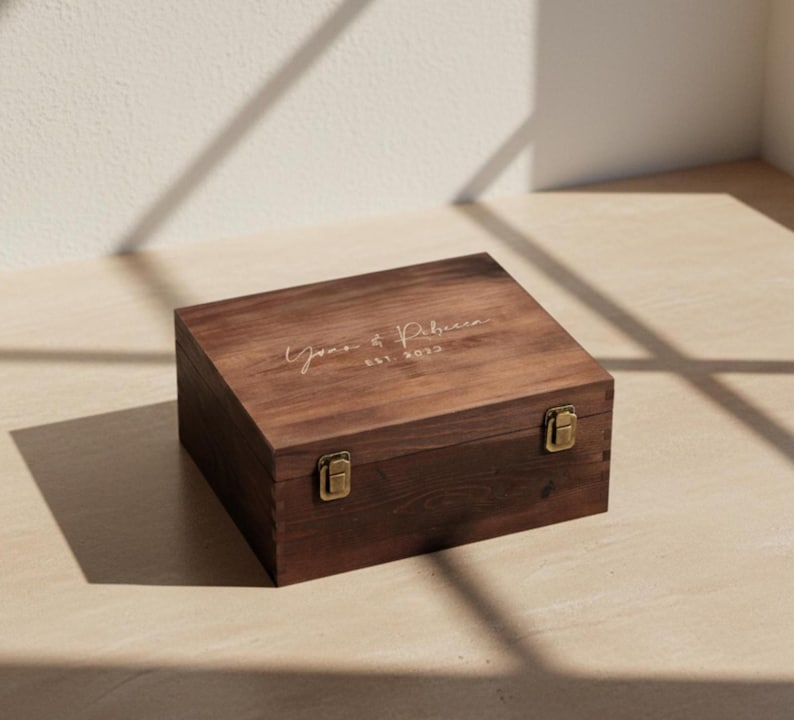 Personalized Engraved Wooden Gift Box: Rustic Keepsake Box image 8