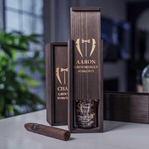 Custom Engraved Cigar Box – Personalized Groomsmen Gift, Wedding Keepsake, Best Man Gift, Custom Cigar Storage Box for Men