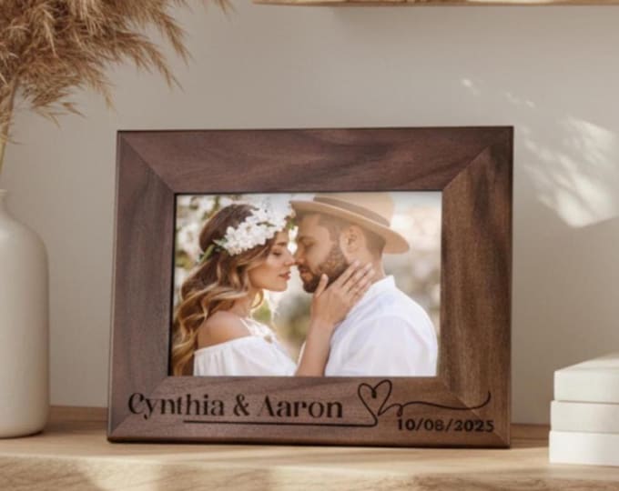 Custom Picture Frame, Gift for the Couple, Personalized Picture Frame, Customized Wood Photo Frame, Engagement Gift, Wedding Gift