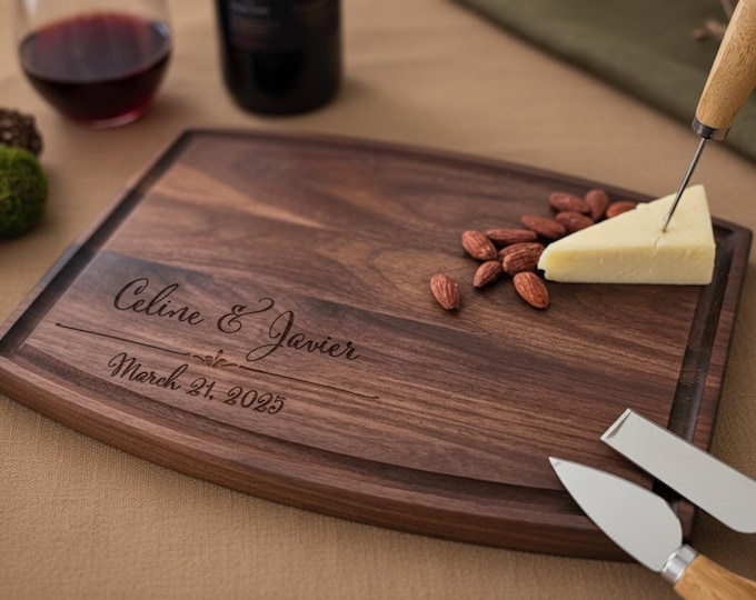 Personalized cutting board, Couples Gift: Custom Engraved Charcuterie Board, Wedding Gift, Anniversary Gift, Housewarming Gift, Host Gift