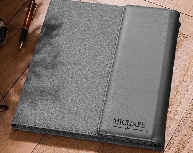 Personalized Leatherette Canvas Portfolios, Personalized notepad, Custom portfolio, Graduation Gifts, Boss gifts, Business Gift