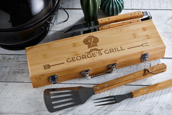 Personalized Grill Tool Set Engraved BBQ Tools Husband Gift Dad Gift Hand  Engraved Custom Designed Premium BBQ Set 