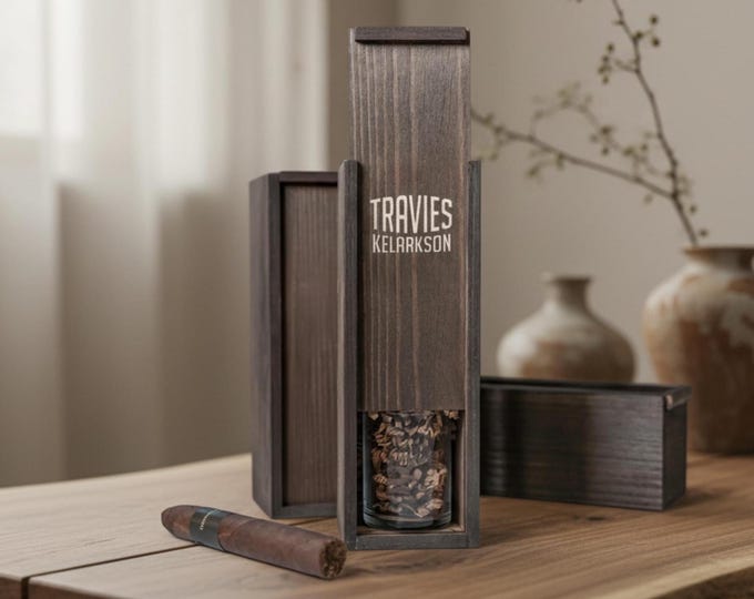 Custom Engraved Cigar Box – Personalized Groomsmen Gift, Wedding Keepsake, Best Man Gift, Customized Cigar Storage Box for Men, Cigar Lovers