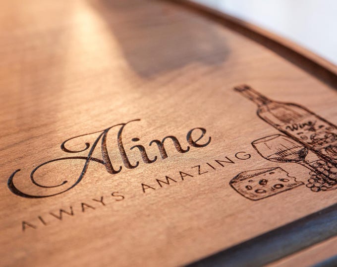 Personalized Cutting Board – Wine & Cheese: Custom Engraved Charcuterie Board | Mother's Day Present, Grandma, Hosting, Housewarming Gift