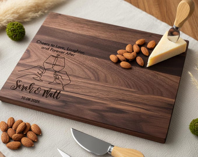 Personalized cutting board, Couples Gift: Custom Engraved Charcuterie Board, Perfect Wedding, Engagement, Housewarming, and Anniversary Gift