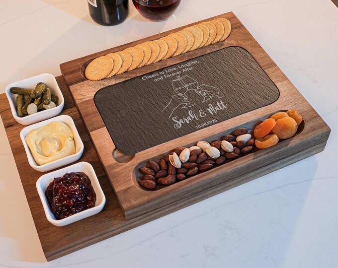 Personalized Cheese Board Set |  Custom Engraved Charcuterie Board | Anniversary, Housewarming, Wedding, Hosting, and Couple Gifts