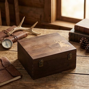 Personalized Wooden Gift Box, Engraved Name Box, Wooden Keepsake Box, Groomsman Gift Box, Rustic Gift Box, Christmas Gift Box