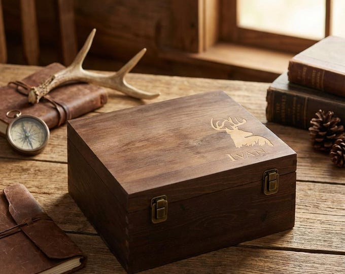 Personalized Wooden Gift Box, Engraved Name Box, Wooden Keepsake Box, Groomsman Gift Box, Rustic Gift Box, Christmas Gift Box