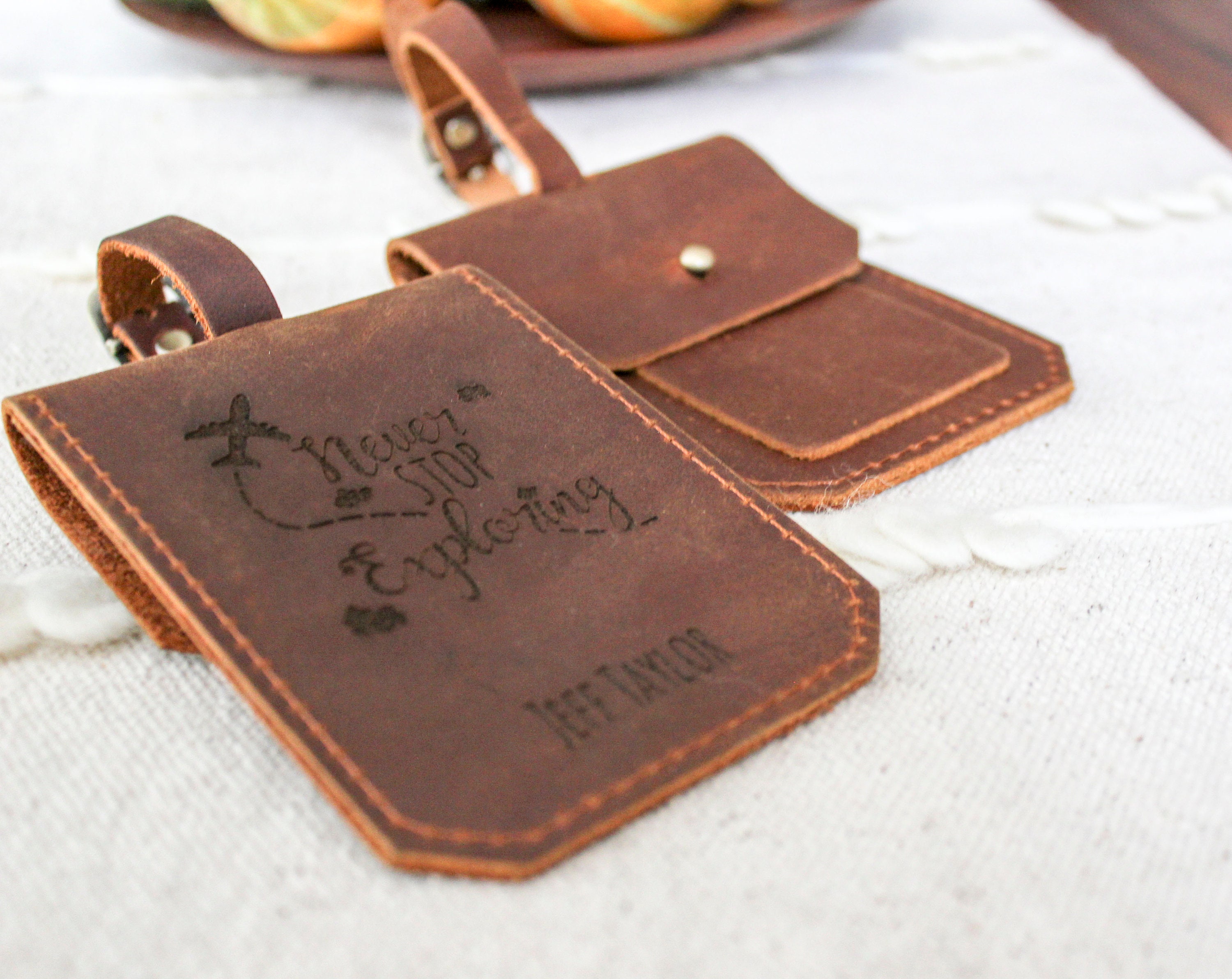 Personalized Luggage Tag, Genuine Leather Luggage Tag, customized Bag