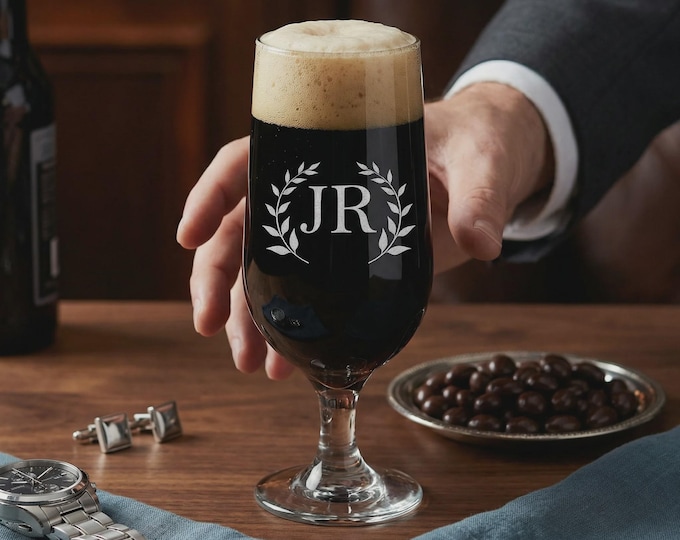 Personalized Monogram Pilsner Glass | Custom Groomsmen Gift