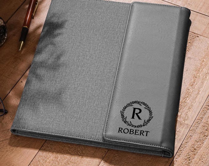 Personalized Leather Portfolio, Custom Engraved Notepad, Monogrammed Faux Leather Planner Pad, Graduation Gifts, Boss gifts, Business Gift