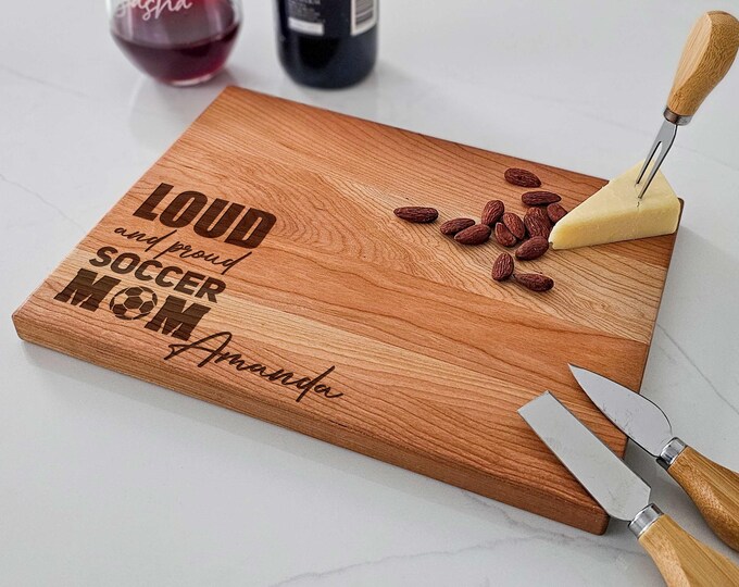 Personalized Cutting Board – Soccer Mom: Custom Engraved Charcuterie Board | Sports Moms, Mother's Day, Birthday, Fun Gift For Any Occasion