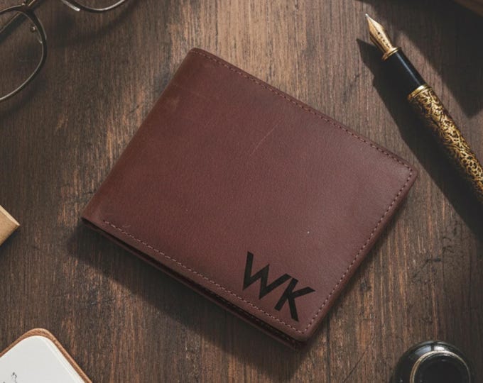 Personalized Leather Wallet, Father's Day Gift, Customized Genuine Leather Wallet For Men, Birthday, Graduation, Valentine's, Husband gift
