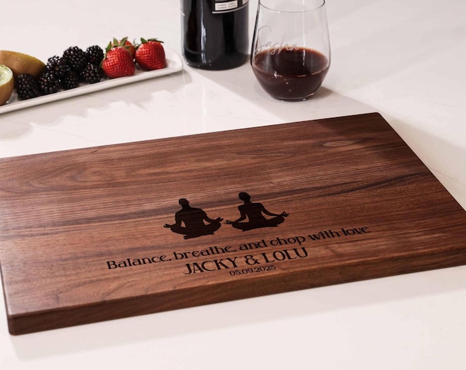 Personalized Charcuterie Board – Yoga Gifts: Custom Cutting Board, Kitchen Decor, Gift For Zen Couple, Yoga Lover, Housewarming, Anniversary