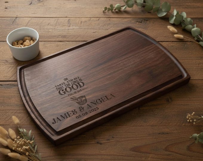 Personalized cutting board, Religious Housewarming Gift: Engraved Charcuterie Board With a Bible Verse, Christian Gift, Couples Gift