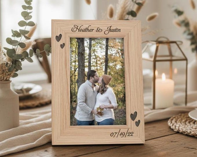 Personalized photo frame, Custom engraved photo frame, Gift for the couple, wedding gift, Home Decor, Cherished Memories, Christmas Gift