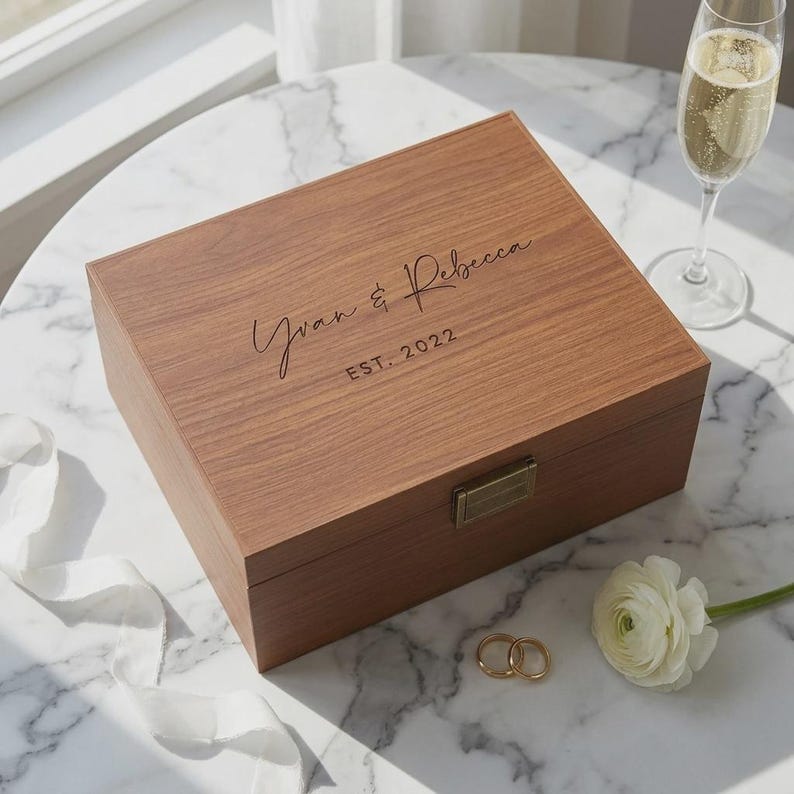 Personalized Engraved Wooden Gift Box: Rustic Keepsake Box image 1