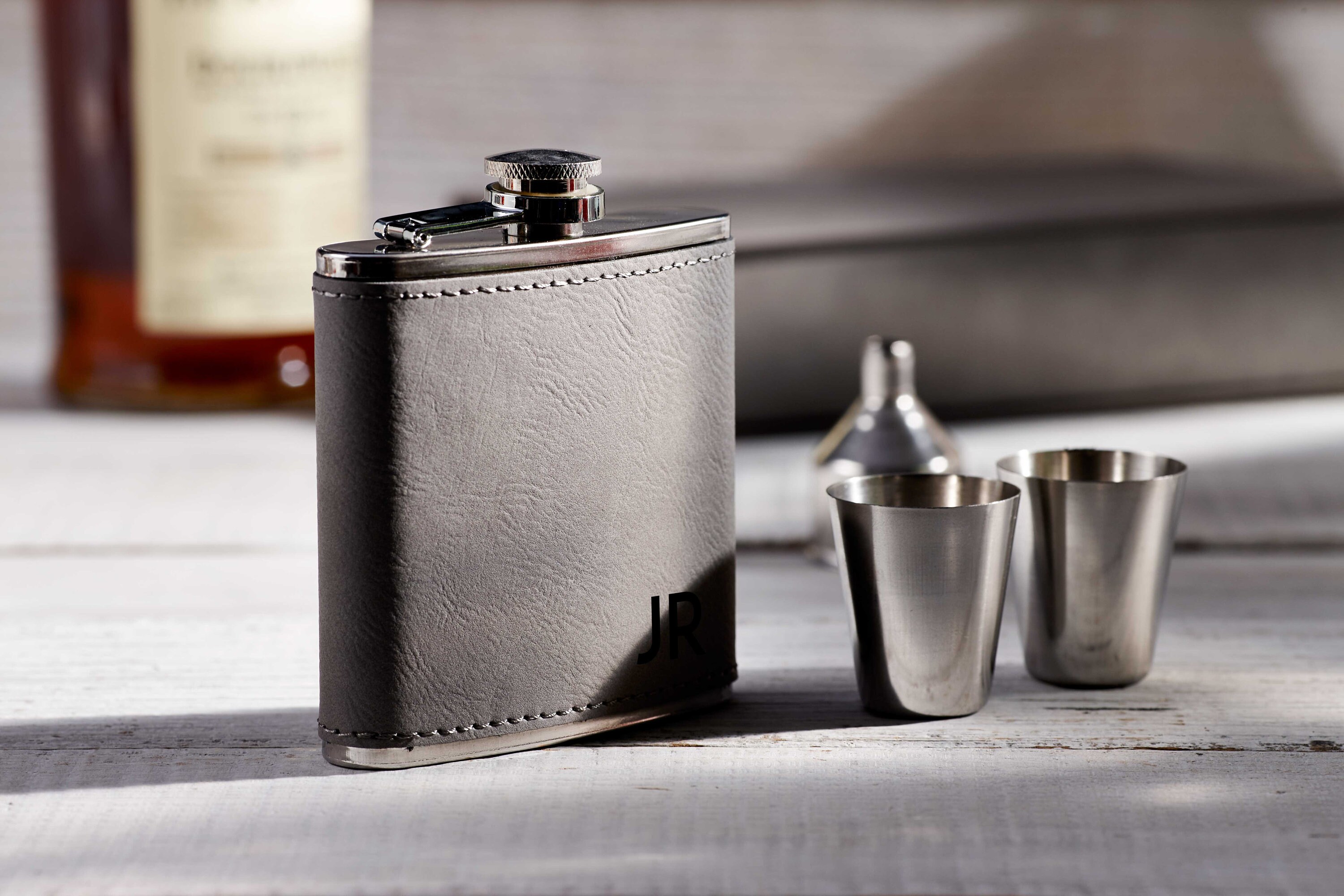 Personalized Flask, Personalized Flask Set with Shot Glasses , leatherette gift box with flask ...