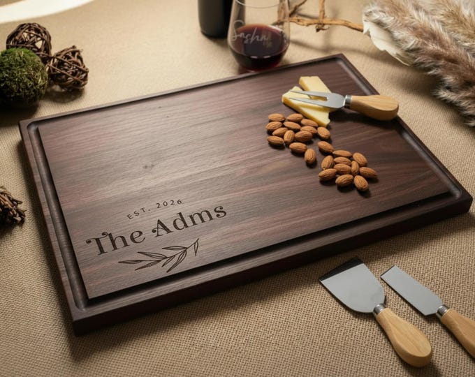 Personalized Cutting Board: Housewarming Gift, Charcuterie Board | Anniversary, Engagement, Wedding, Kitchen, Christmas, Couples Gift