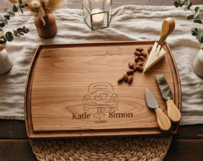 Personalized cutting board, Wedding Gift: Custom Engraved Charcuterie Board, Newlywed Gift, Just Married, Couples Gift, Housewarming Gift